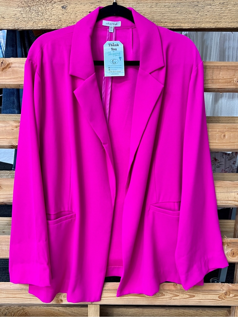 white birch Bright Pink Open-Front Blazer Jacket